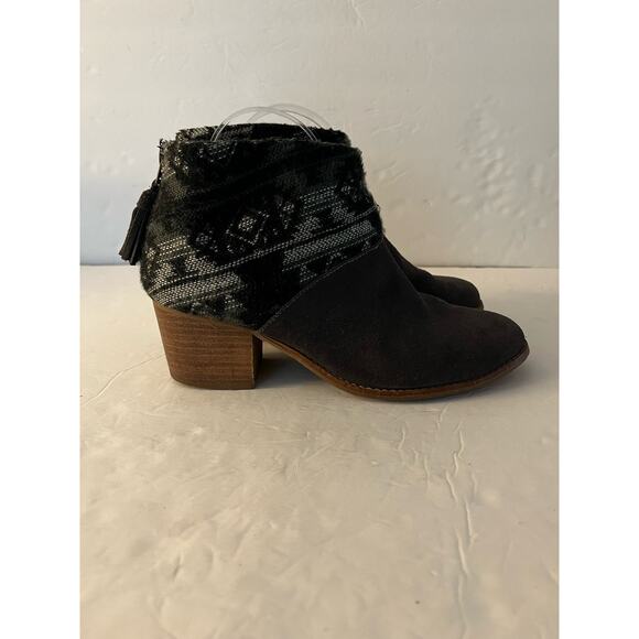 TOMS Women's Wool Leila Zip Up Ankle Bootie Grey Tribal Suede Wool Size 9 1/2 - Picture 4 of 11